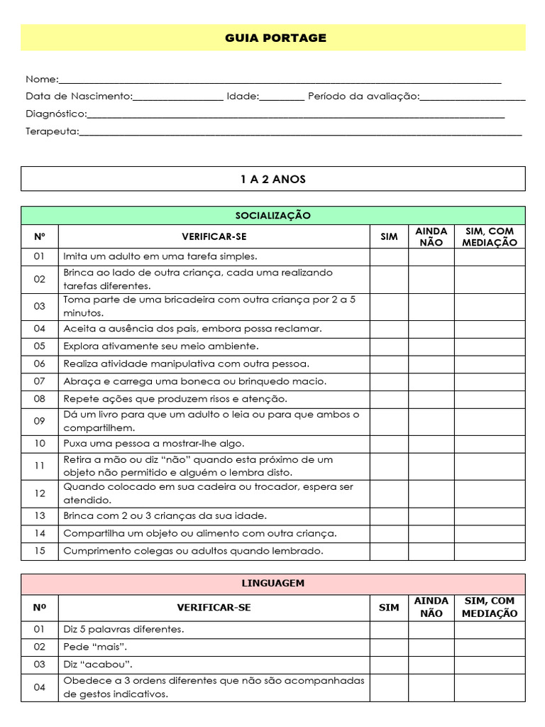 Guia Portage 1-2 | PDF