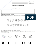 Avaliação Diagnóstica 1º Ano - Créditos: Professora Júlia Costa