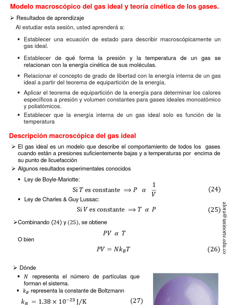 Gas Ideal-Estadistica de La Presion y La Temperatura | PDF | Gases ...