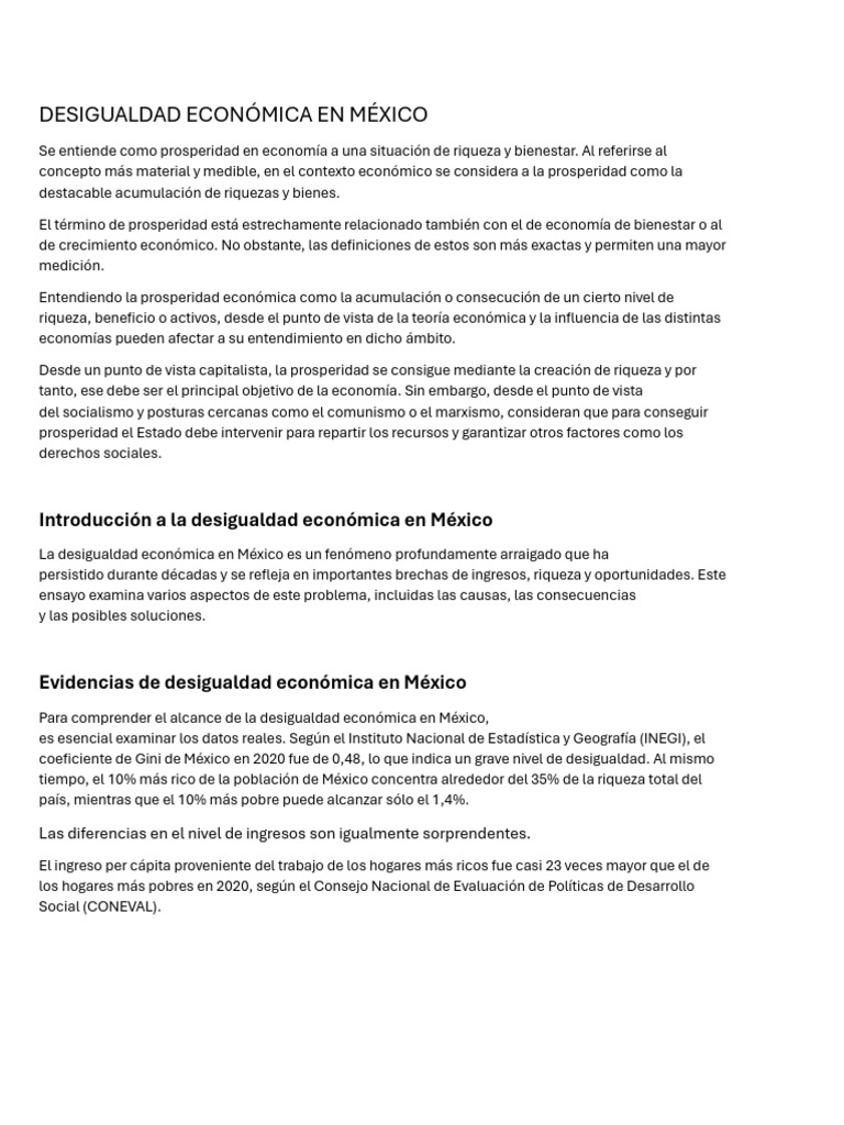 Desigualdad Económica en México | PDF | Pobreza e indigencia ...