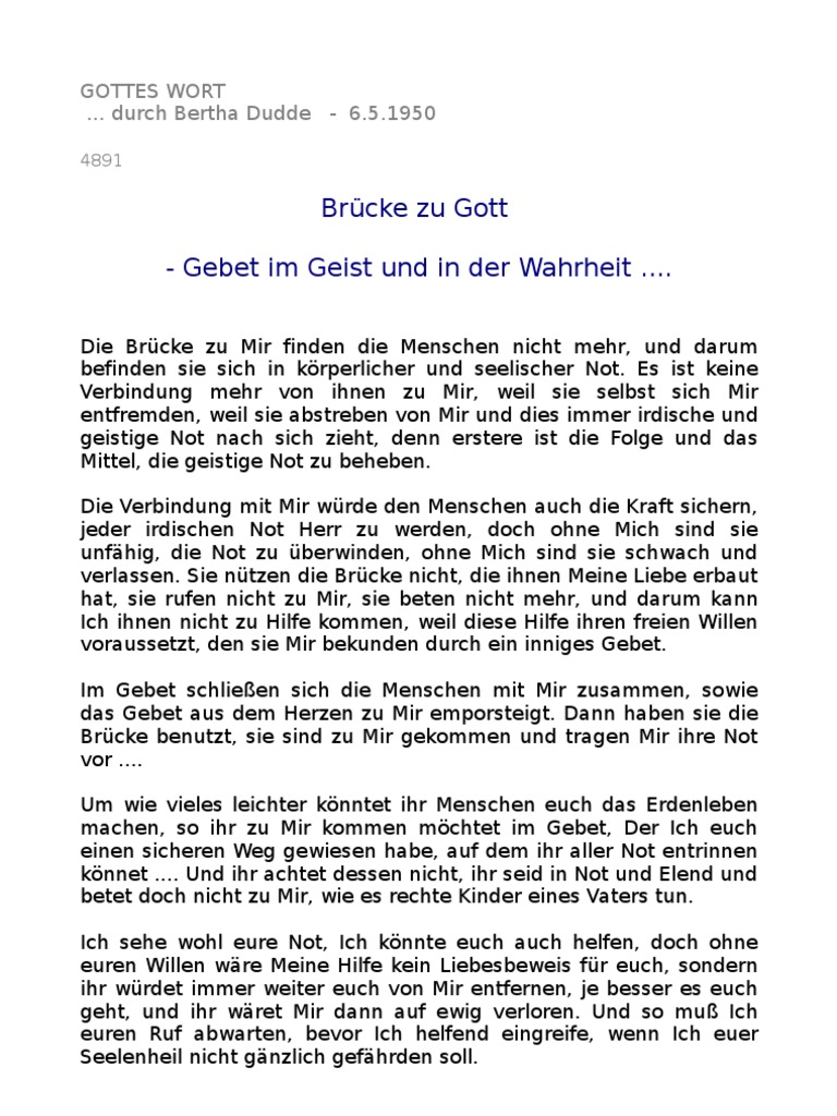 4891 Brucke Zu Gott Gebet Im Geist Und In Der Wahrheit