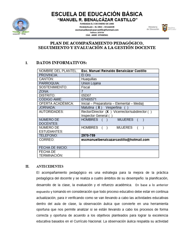 Plan de Acompañam - Pedagógico-2023 MRBC | PDF | Evaluación | Enseñando