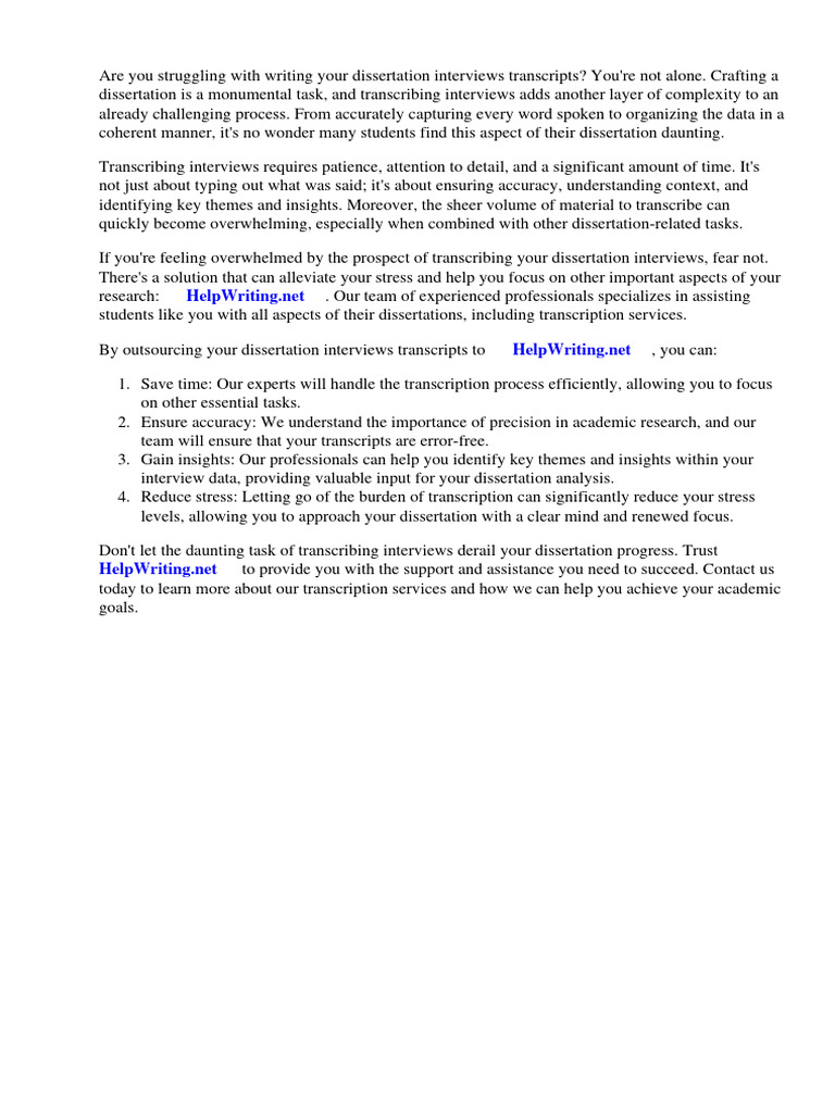 Dissertation Interviews Transcripts | PDF | Thesis