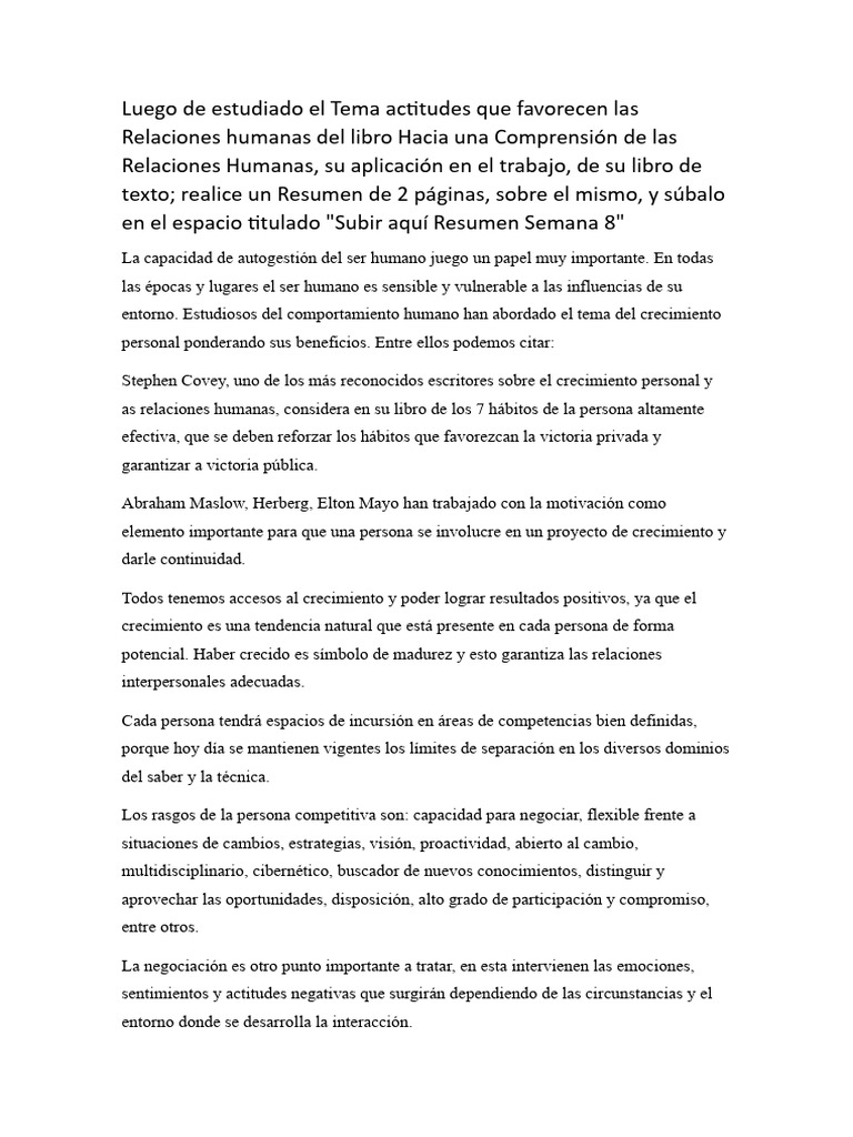 Actitudes que Mejoran Relaciones Humanas | PDF | Las emociones | Estrés ...