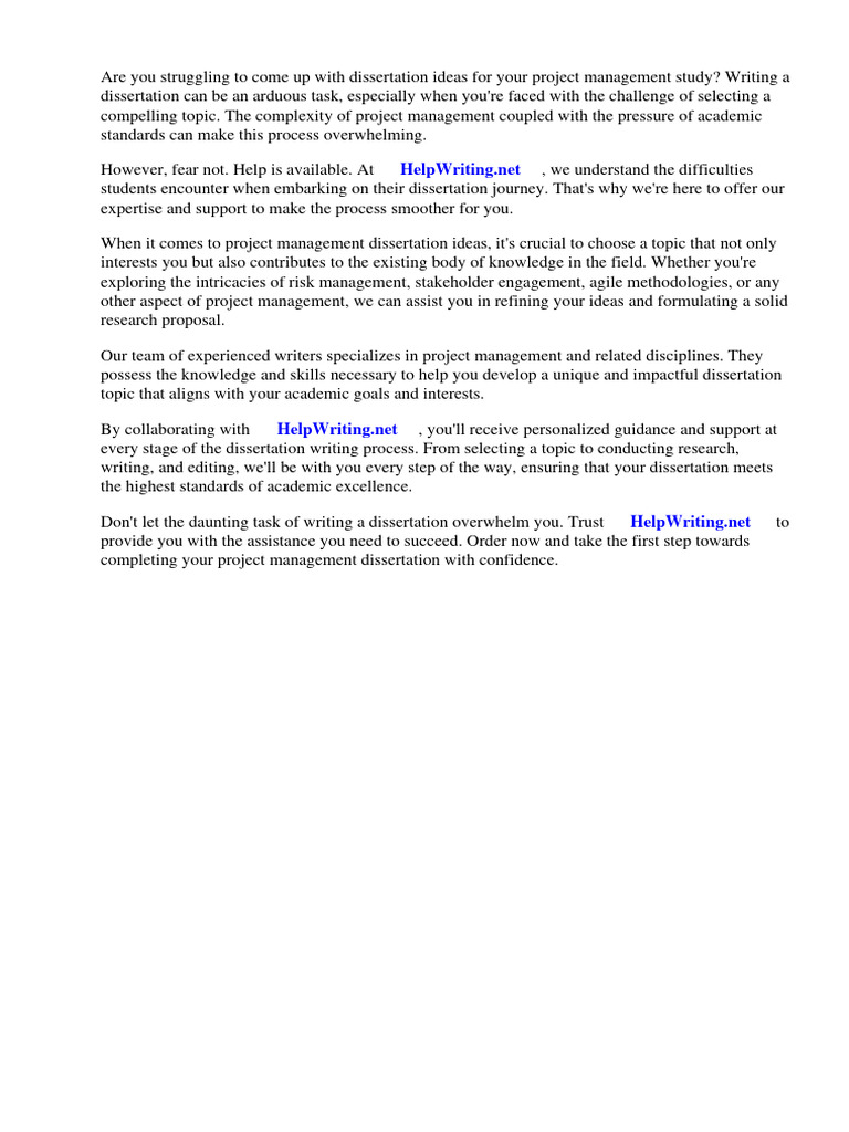 Dissertation Ideas Project Management | PDF | Project Management | Risk ...