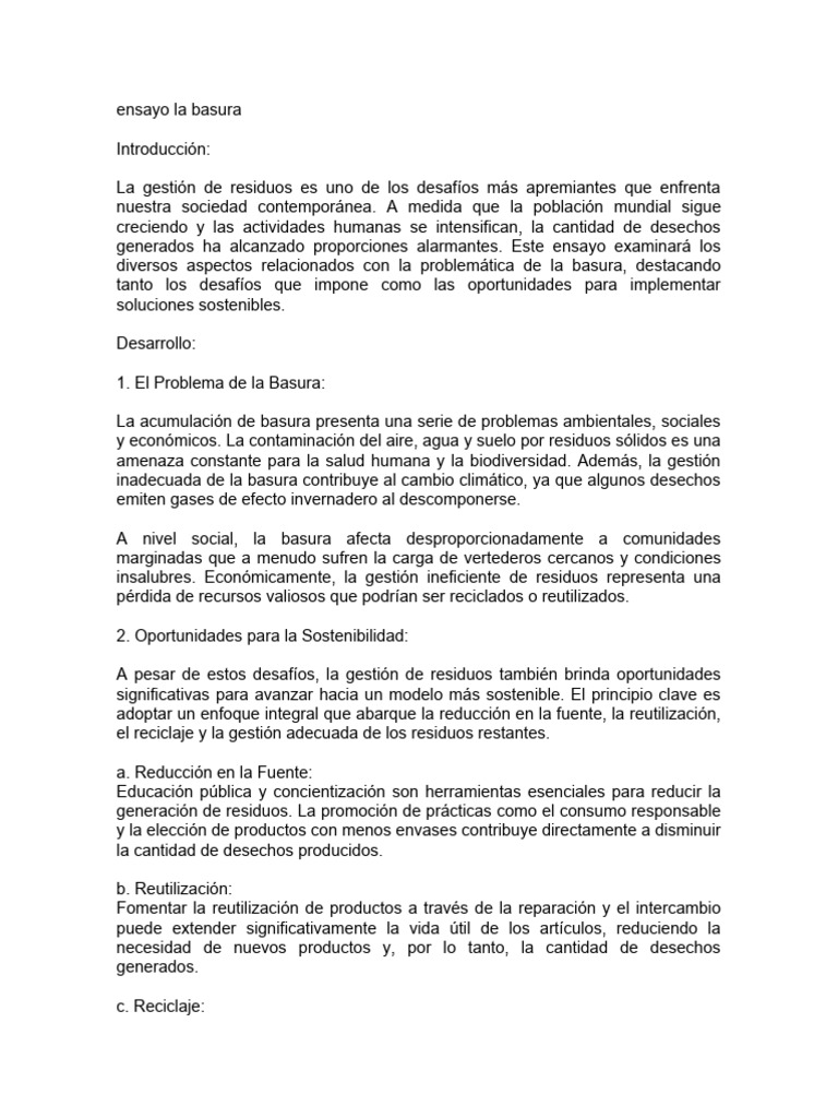 Gestión sostenible de residuos y basura | PDF | Residuos | Gestión de ...