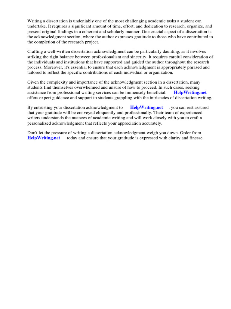 Writing A Dissertation Acknowledgement Example | PDF | Thesis