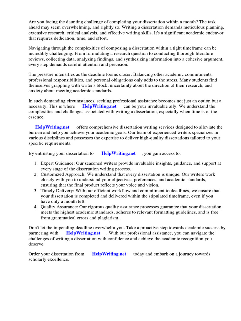 Complete Your Dissertation in a Month | PDF | Thesis