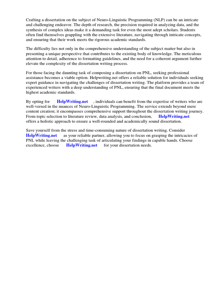 Dissertation PNL | PDF