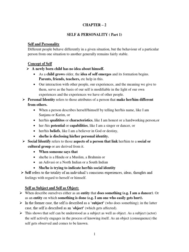 Personality Part 1 Pdf Id Unconscious Mind