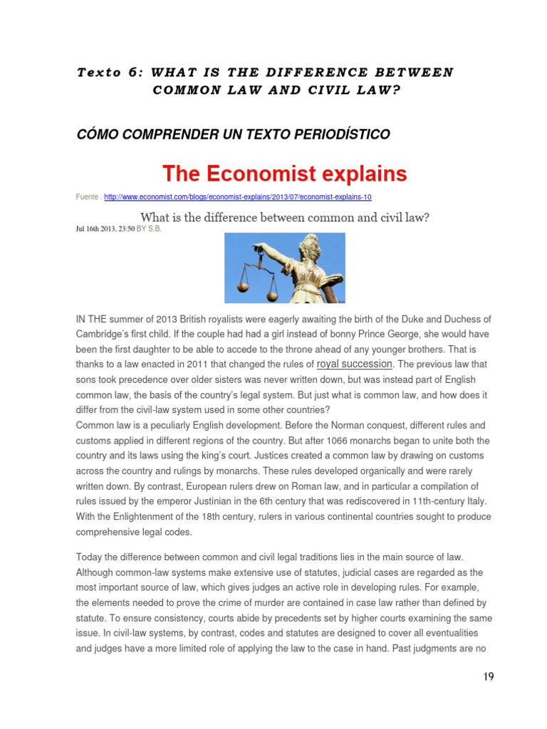 What Is The Difference Between Common Law and Civil Law | PDF | Common ...