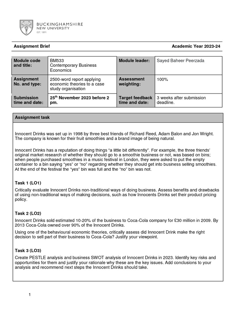 Innocent Drinks Business Economics Report | PDF | Economics | Knowledge