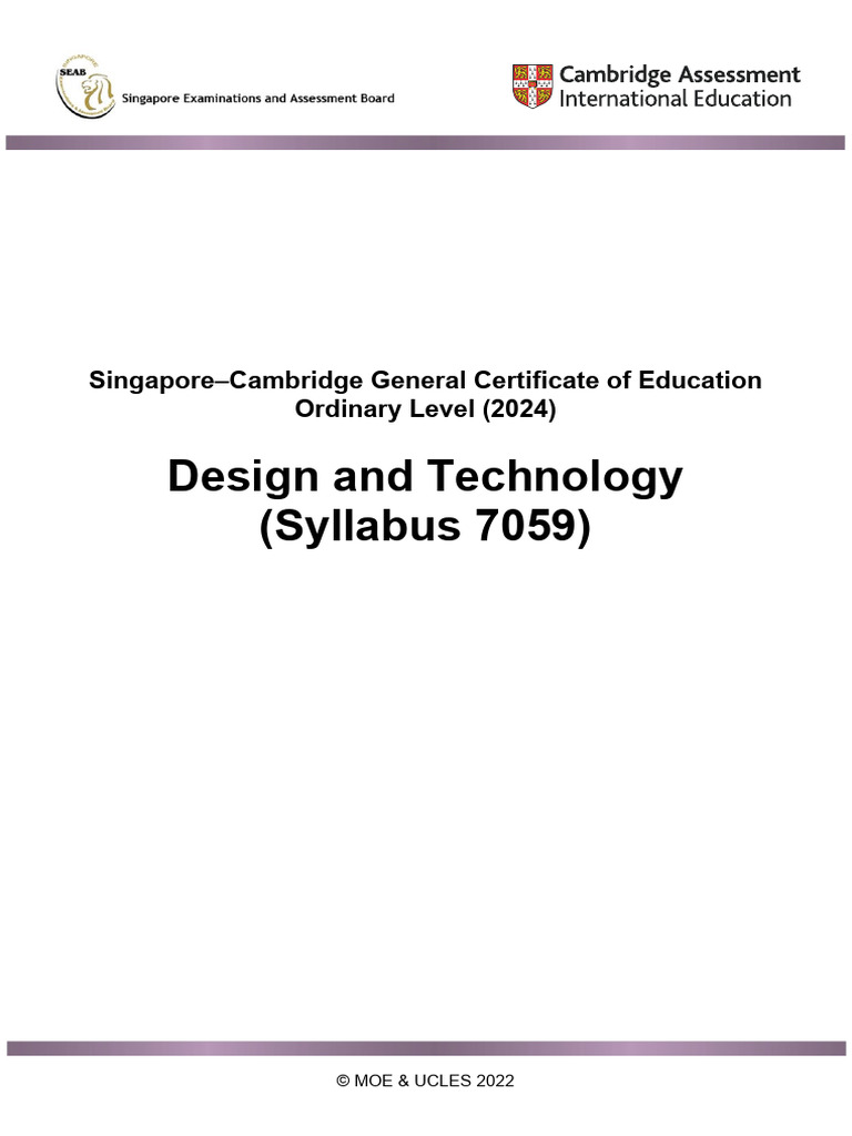 Design and technology syllabus 7059 singapore cambridge general
