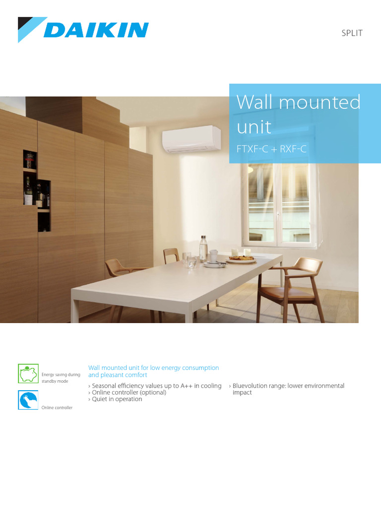 Daikin FTXF-C + RXF-C Wall Unit Specs | PDF | Electricity | Mechanical ...