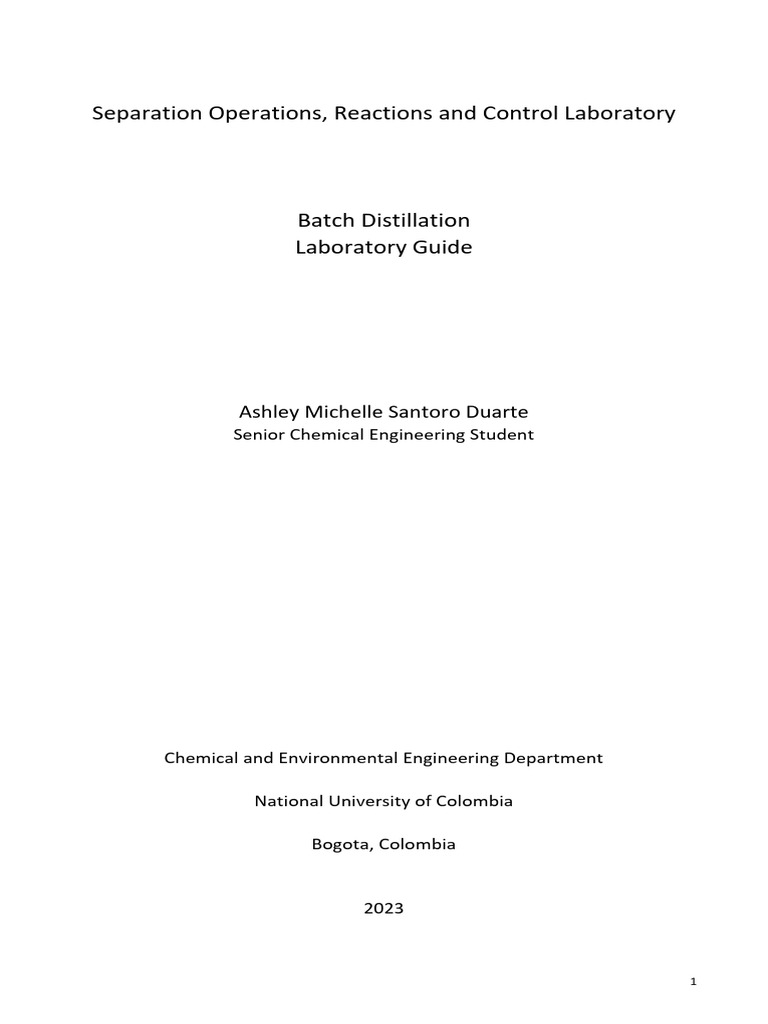Laboratory Guide Batch Distillation Pdf Distillation Physical