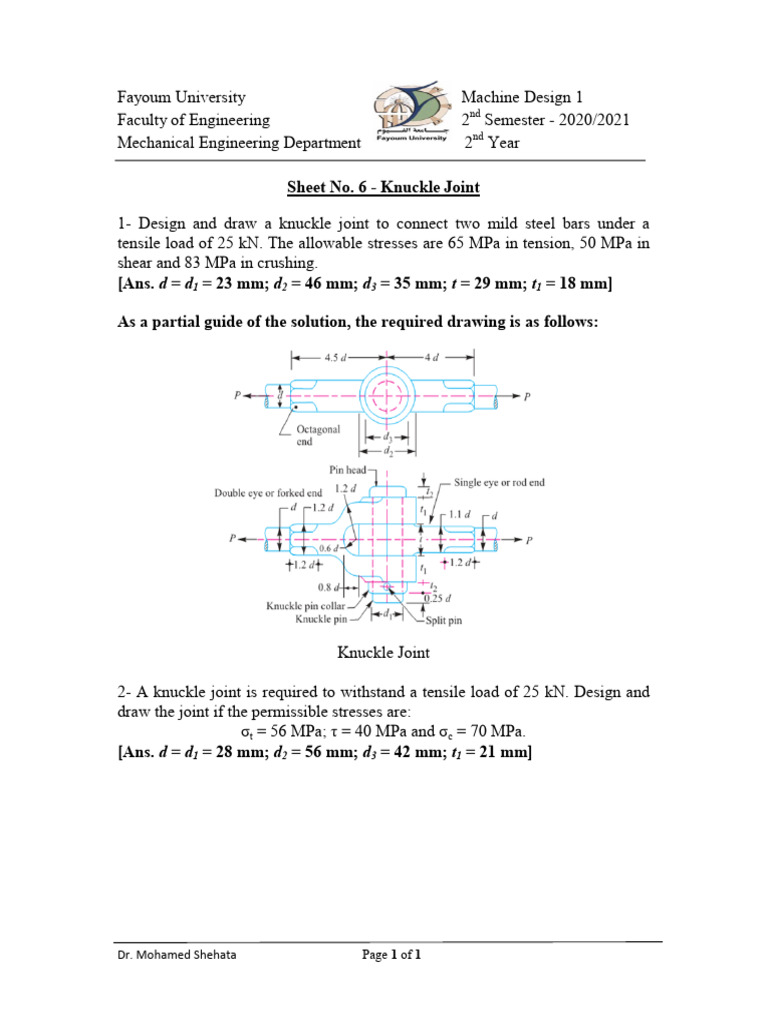 Knuckle Joint Design Procedure | PDF | Technology & Engineering