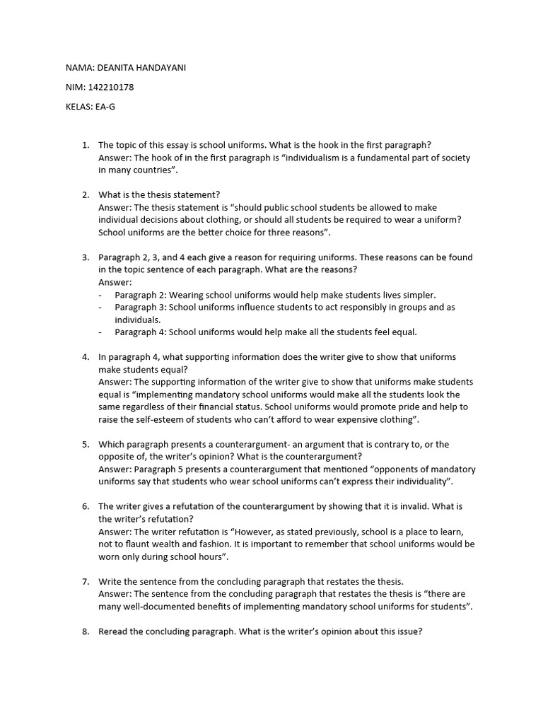 Argumentative text pdf clothing