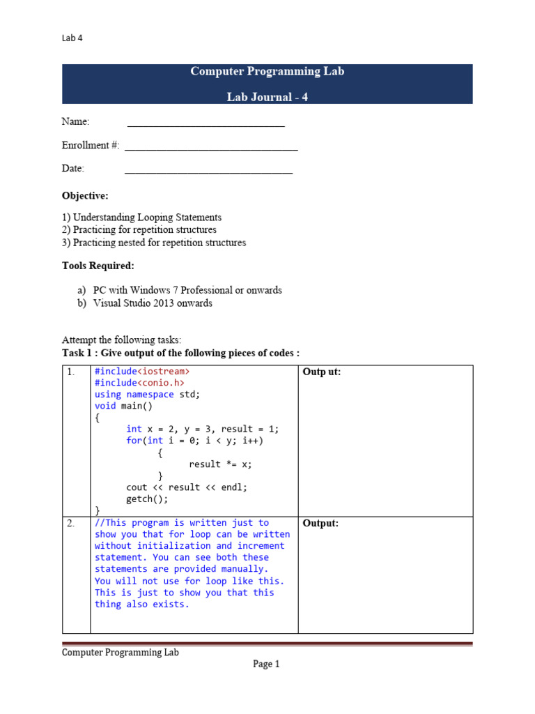 Journal 4 For Loop 07032024 102423am | PDF | Namespace | Systems ...