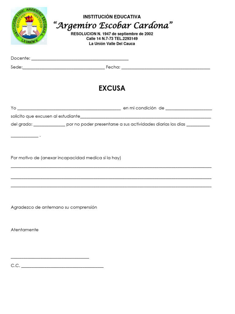 Excusa Estudiantes | PDF