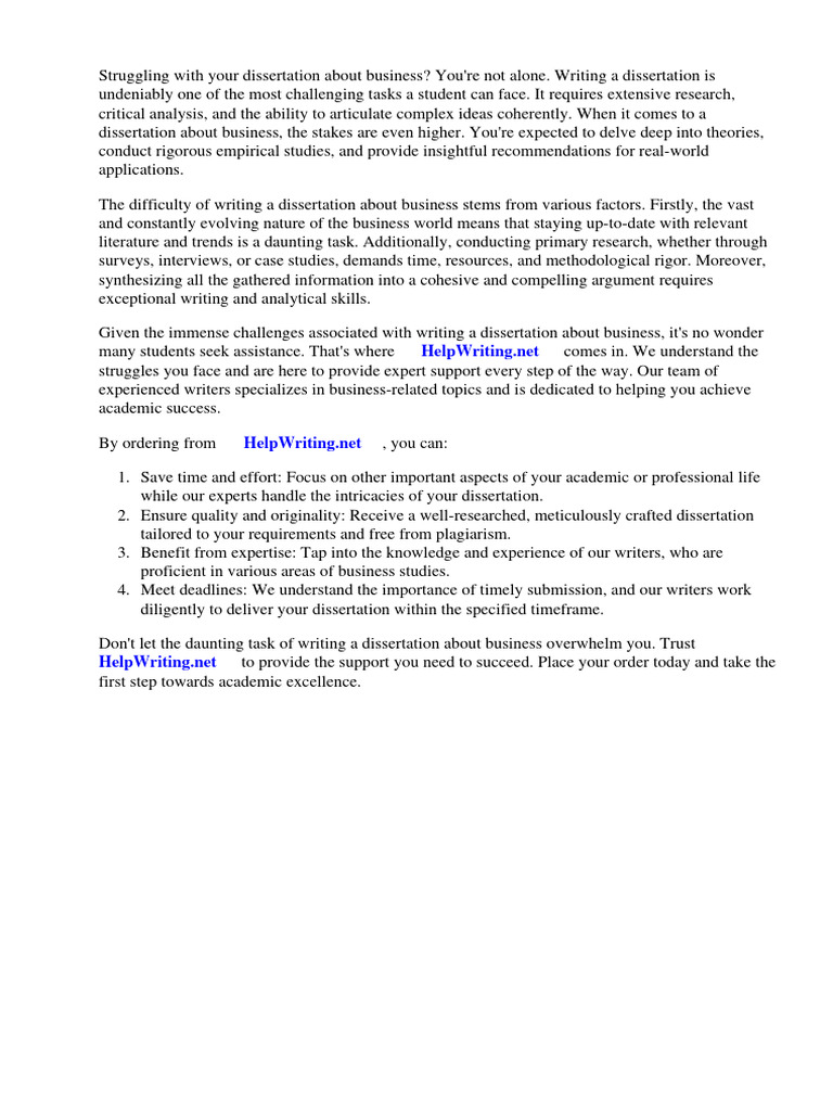 Dissertation About Business | PDF | Thesis | Methodology
