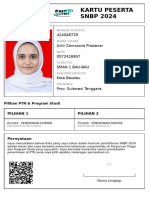 Kartu Peserta SNBP 2024: 424048729 Uchi Zamzawia Pradanar 0072426957 Sman 1 Bau-Bau Kota Baubau Prov. Sulawesi Tenggara
