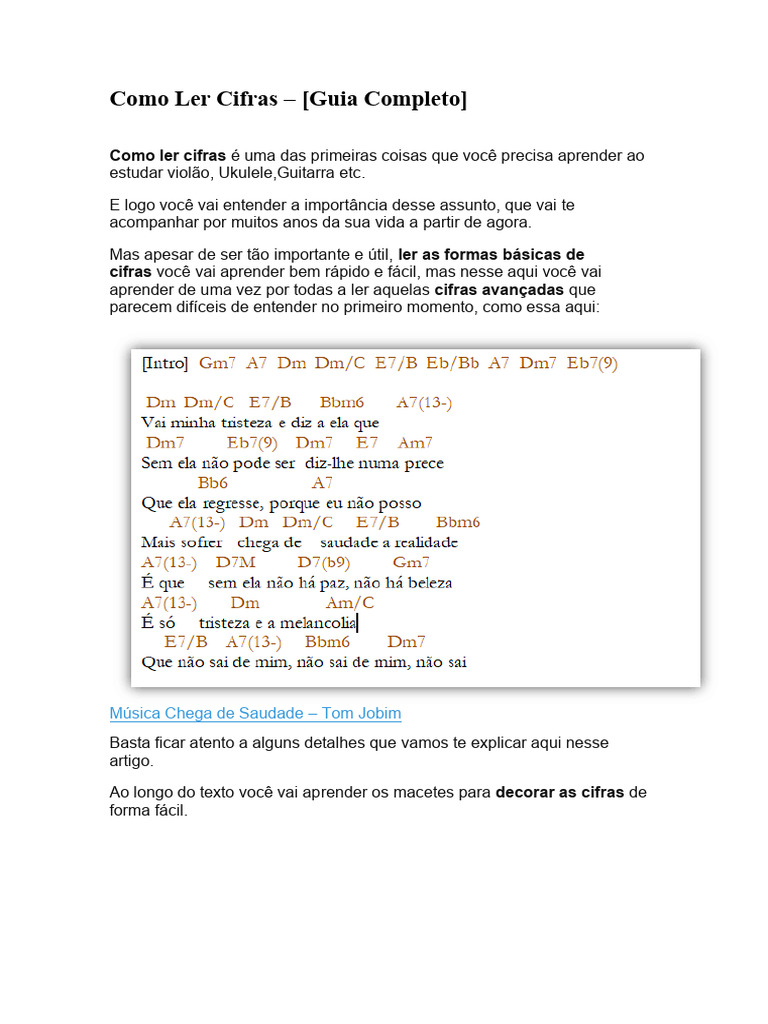 Guia Prático de Leitura de Cifras | PDF | Acorde (música) | Elementos ...