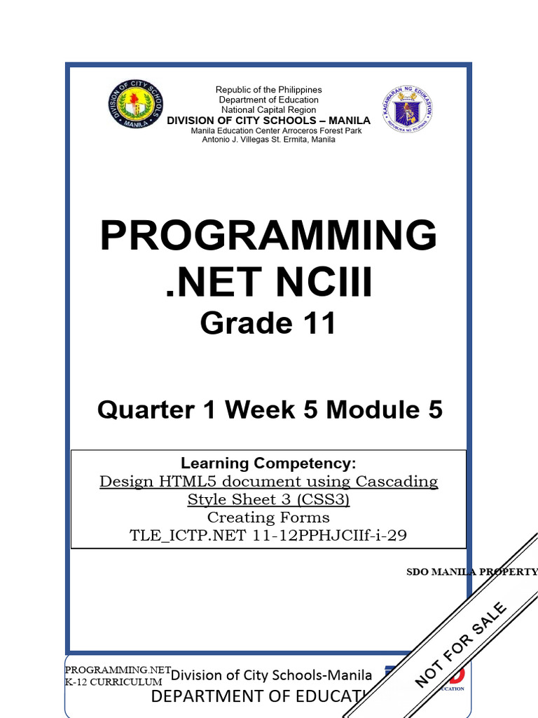 Grade 11 ICT Module 5: HTML Forms | PDF | Html Element | World Wide Web