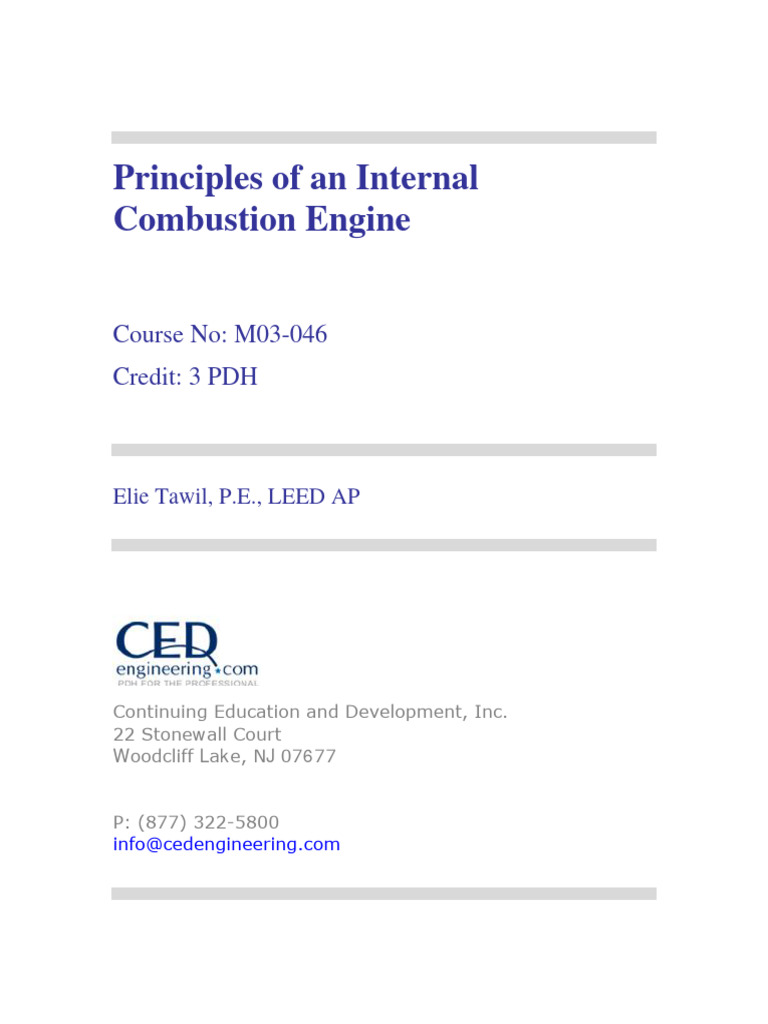 Internal Combustion Engine Principles | PDF | Internal Combustion ...