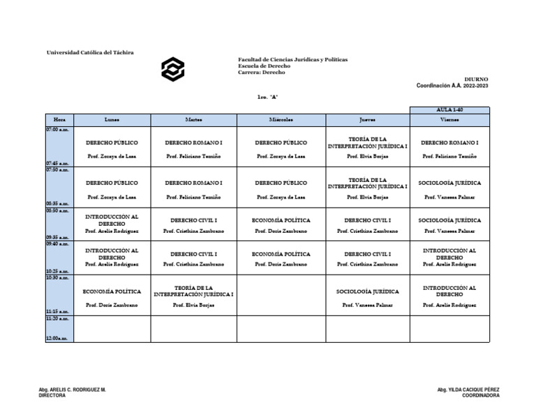 Horario de Clases Derecho 2022-2023 | PDF | Justicia | Crimen y violencia