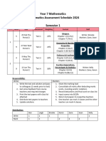 Year 7 Sem 1 Staff Assessment Schedule 2024