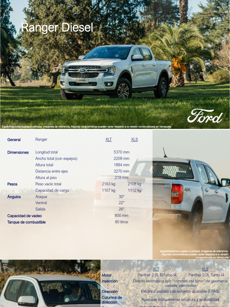 Fve Ficha Tecnica Nueva Ranger Diesel | PDF | Eje | Tracción en las ...