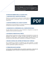 Qué Son Los 14 Puntos de Deming y Que Buscaba Con La Calidad Total