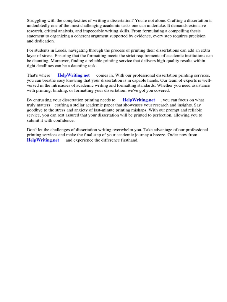 Dissertation Printing for Leeds Students | PDF | Thesis | Photocopier