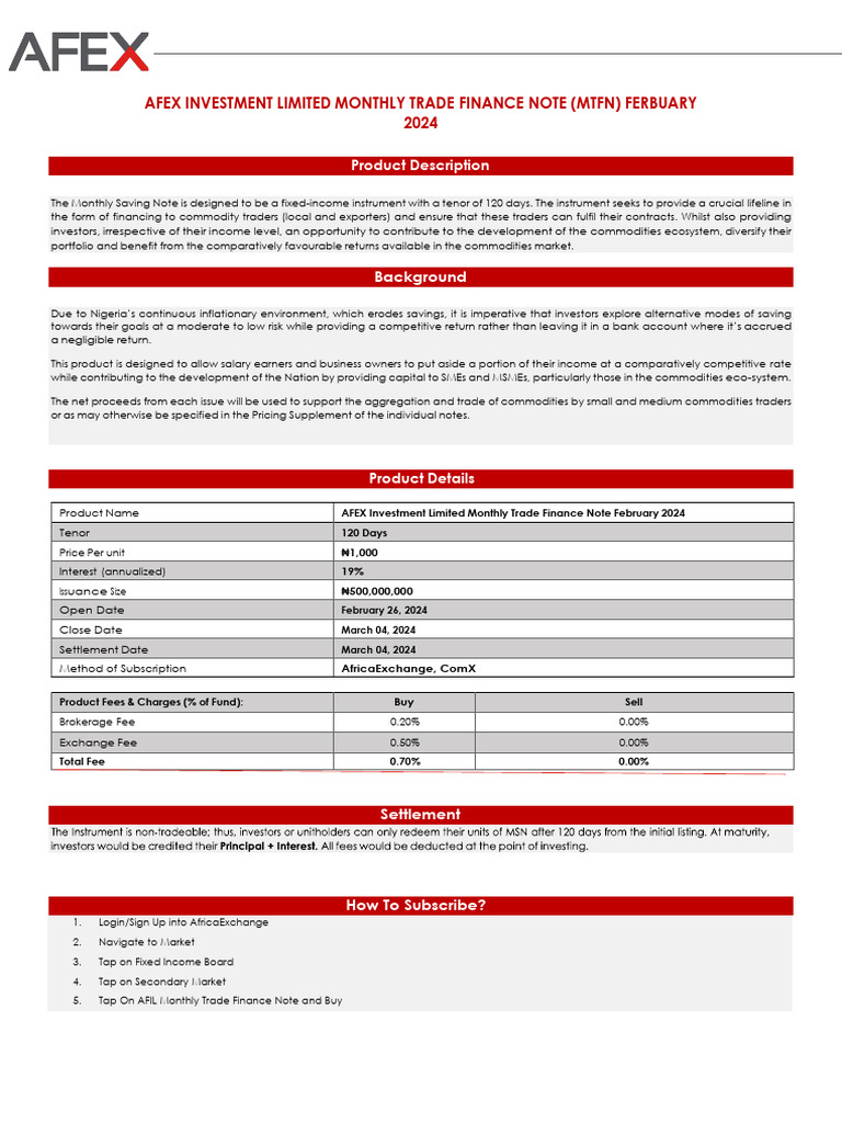AFEX Monthly Trade Finance Note Feb 2024 | PDF | Commodity Markets ...