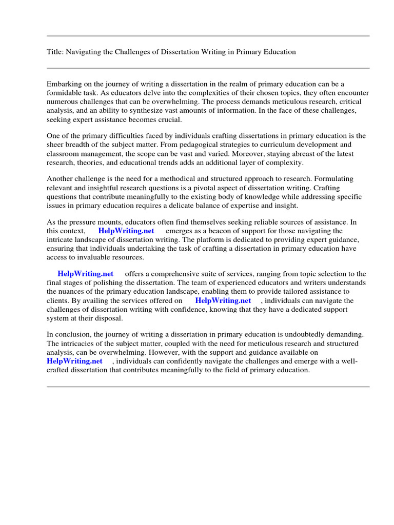 Dissertation Questions For Primary Education | PDF | Thesis | Science