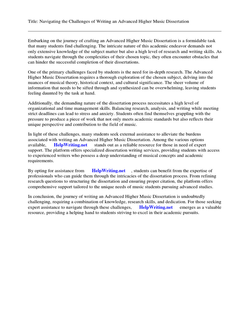Advanced higher music dissertation example pdf