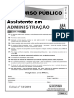 Covest Copset 2019 Ufpe Assistente em Administracao Prova