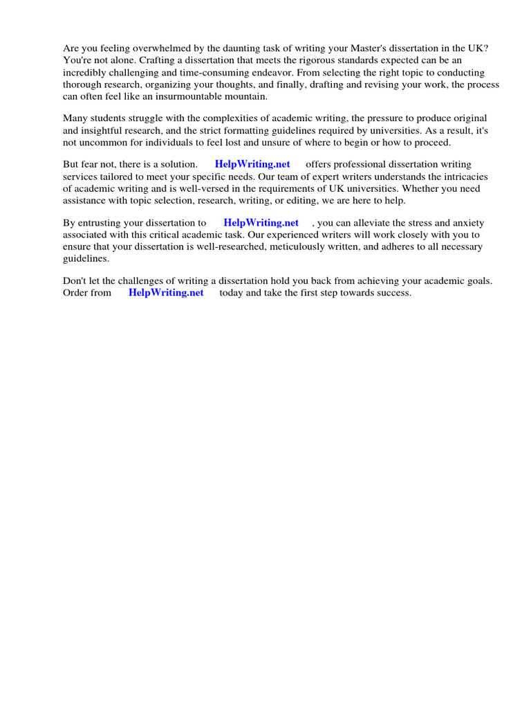 Masters Dissertation Template Uk | PDF | Thesis | Marketing