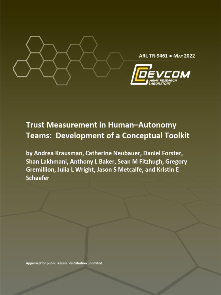 Trust Measurement in Human-Autonomy | PDF | Affect (Psychology ...