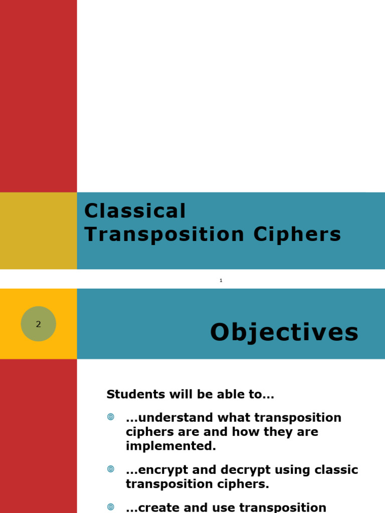 Classical Transposition Ciphers Guide | PDF | Cipher | Secure Communication