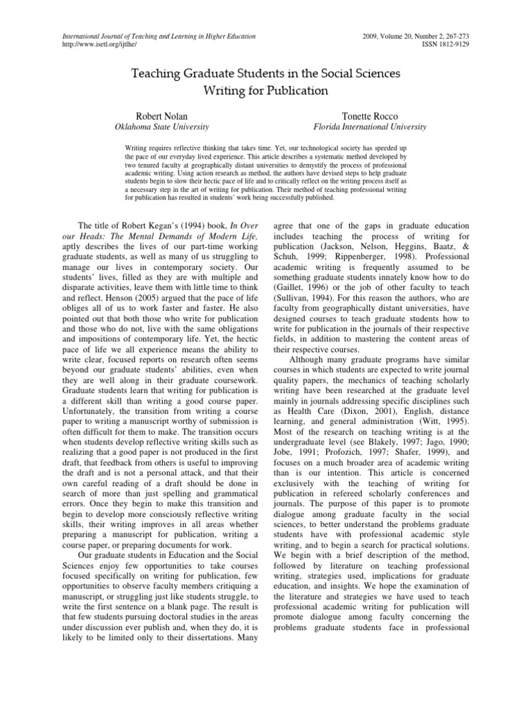 Teaching Graduate Students in The Social | PDF | Peer Review ...