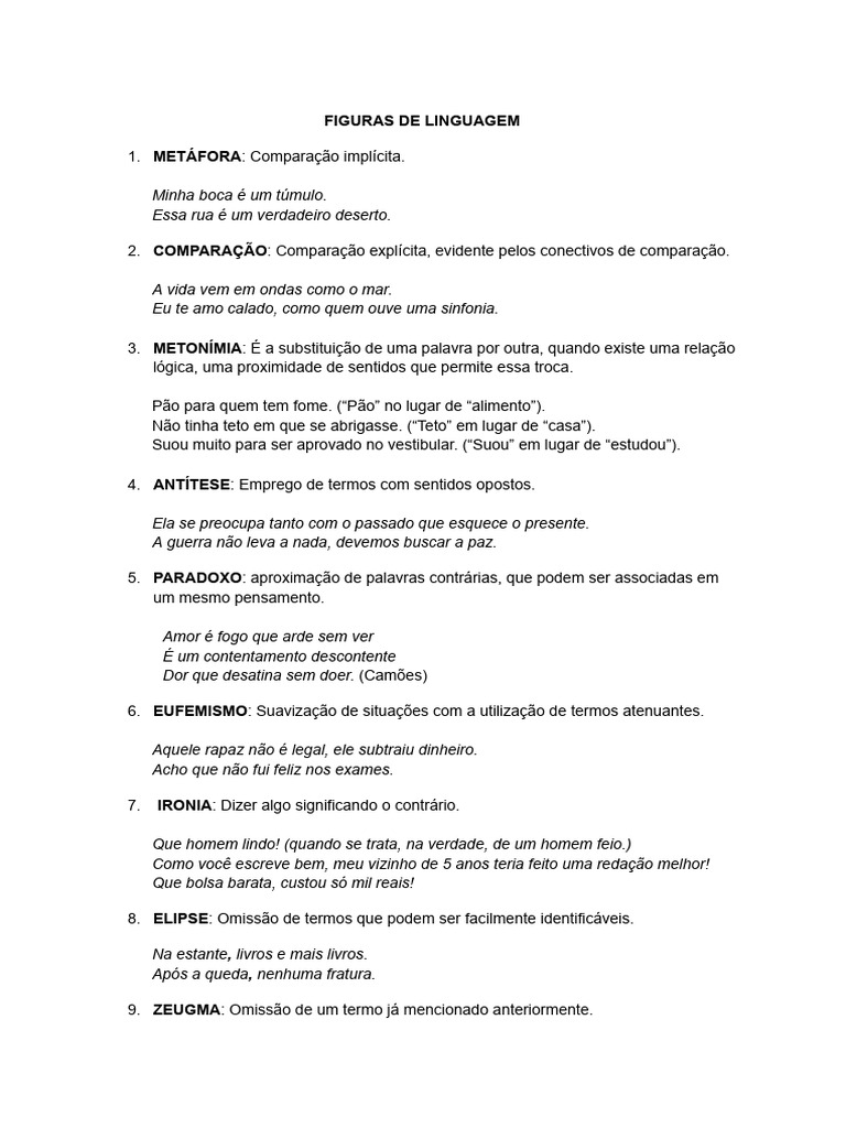 9º Ano - FIGURAS DE LINGUAGEM | PDF