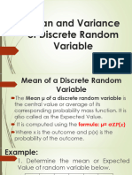 Mean and Variance of Discrete Random Variable Grade 11