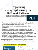 Organizing Paragraphs Using The Different Patterns