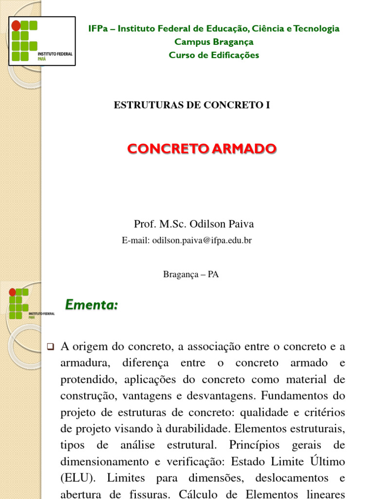 Aula 1-Eci-Prof - Odilson | PDF | Concreto | Engenharia Civil
