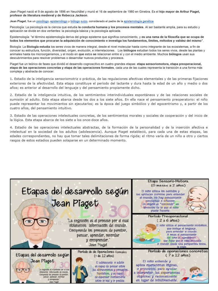Biografia JEAN PIAGET | PDF | Sicología | Biología