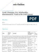 Oxford Music Online: Verdi, Giuseppe, 10: Scholarship, Dissemination, Verdi in The 20th Century