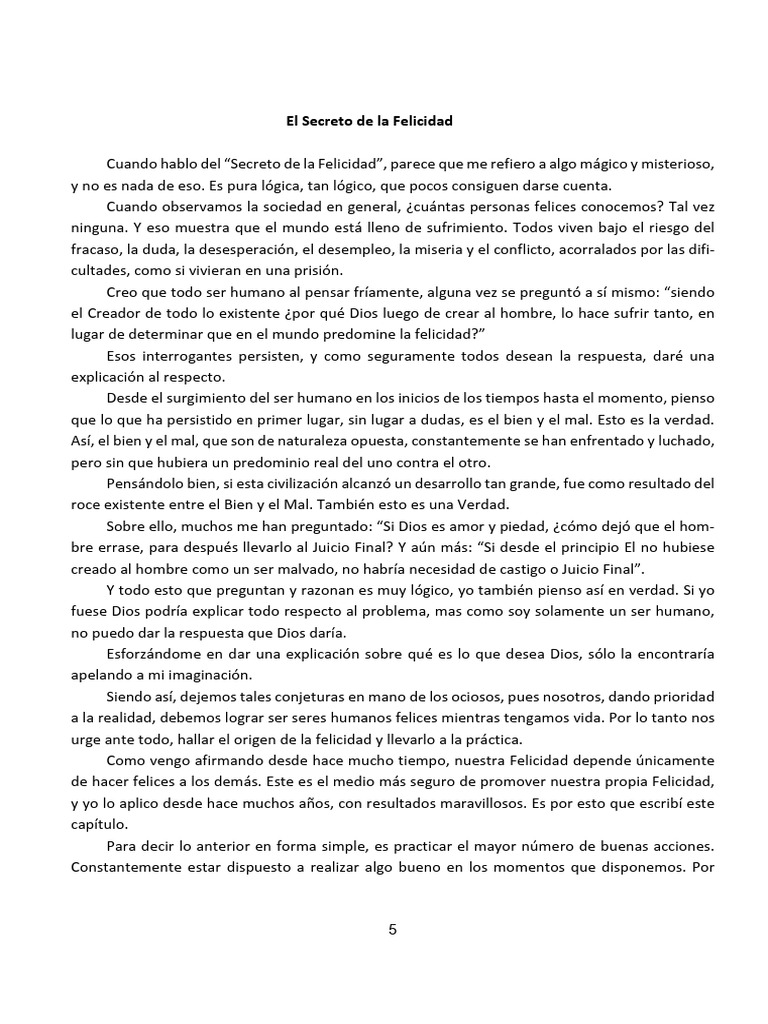 El secreto de la felicidad | PDF | Felicidad | Verdad