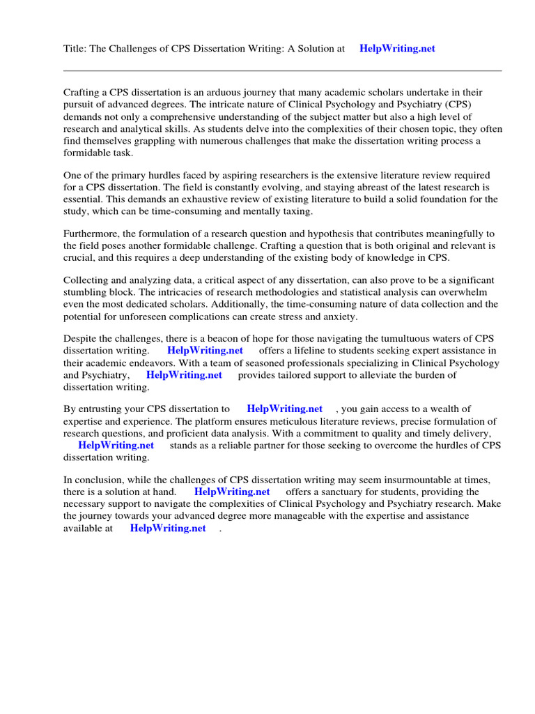 CPSP Dissertation Writing | PDF | Thesis | Methodology
