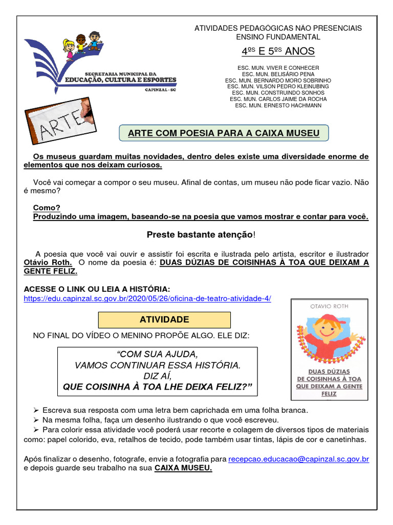 Atividade de ARTE 4º e 5º Ano | PDF | Museu